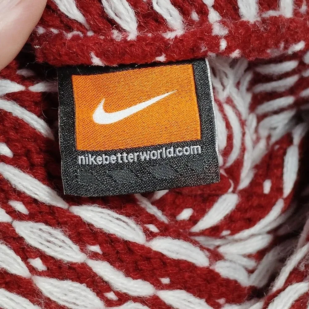 NIKE Alabama Crimson Tide Football Knit Pom Cap White Red Heart Winter One Size